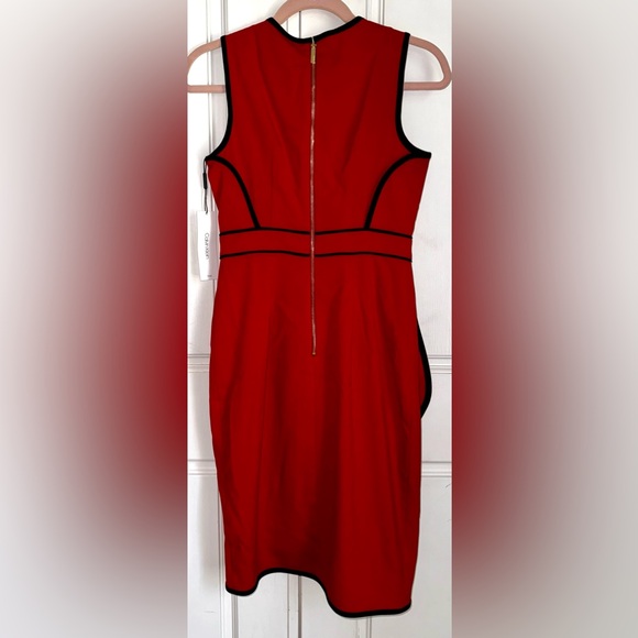 Calvin Klein Ruffle Layered Red and Black Dress - Picture 2 of 2